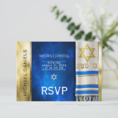 Bar Mitzvah Gebet Shawl UAWG RSVP Karte (Stehend Vorderseite)