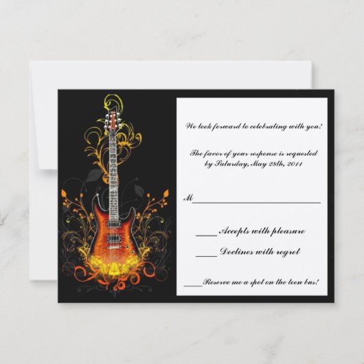 Bar mitzvah Gitarrist-Antwortkarte RSVP Karte (Vorderseite)
