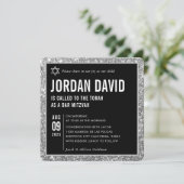 BAR MITZVAH Glitzer Einladung (Stehend Vorderseite)
