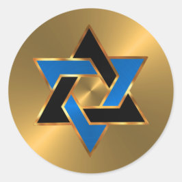 Bar Mitzvah Gold Blue Black Star von David Runder Aufkleber