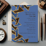 Bar Mitzvah Gold Blue Brown Star von David Einladung<br><div class="desc">Bar Mitzvah Gold Blue Brown Star von David Bar Mitzvah und Bat Mitzvah Einladung Set von Umua entworfen. Gedruckt und ausgeliefert von Zazzle oder seinen Partnern.</div>