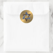 Bar Mitzvah Gold Blue Brown Star von David Runder Aufkleber (Tasche)