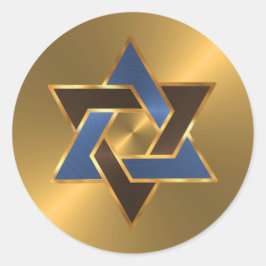 Bar Mitzvah Gold Blue Brown Star von David Runder Aufkleber