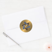 Bar Mitzvah Gold Blue Brown Star von David Runder Aufkleber (Umschlag)
