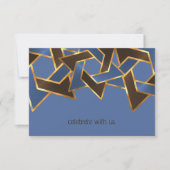 Bar Mitzvah Gold Blue Brown Star von David UAWG Einladung (Vorderseite)