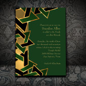 Bar Mitzvah Gold Green Black Star von David Einladung