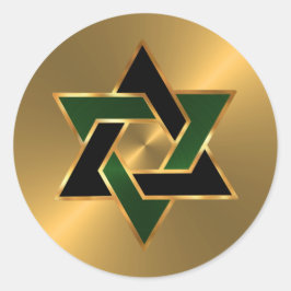 Bar Mitzvah Gold Green Black Star von David Runder Aufkleber