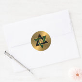 Bar Mitzvah Gold Green Black Star von David Runder Aufkleber (Umschlag)