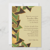 Bar Mitzvah Gold Green Brown Star von David Einladung (Vorderseite)