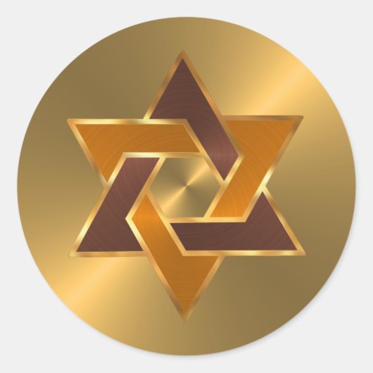 Bar Mitzvah Gold Orange Brown Star von David Runder Aufkleber (Vorderseite)