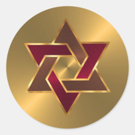 Bar Mitzvah Gold Red Brown Star von David Runder Aufkleber