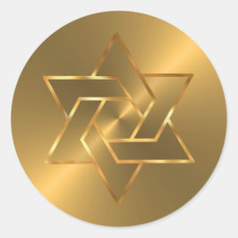 Bar Mitzvah Gold Star von David auf Gold Runder Aufkleber