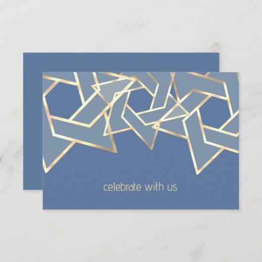 Bar Mitzvah Gold Star von David UAWG Einladung (Vorne/Hinten)