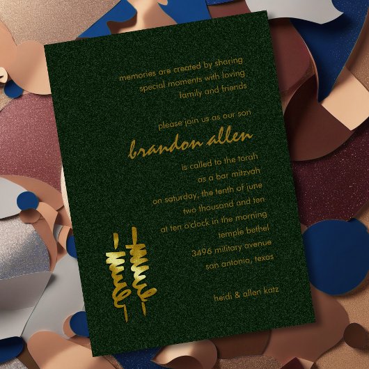 Bar Mitzvah Gold Torah Scrolls in jeder Farbe Einladung