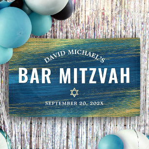Bar Mitzvah Gold Turquoise Bold Moderne Typografie Banner