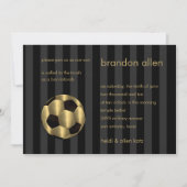 Bar Mitzvah Gold und Black Soccer Ball Einladung (Vorderseite)