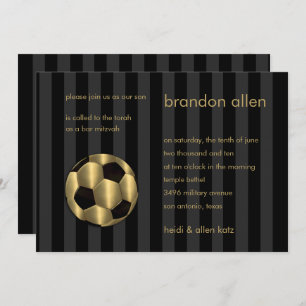 Bar Mitzvah Gold und Black Soccer Ball Einladung