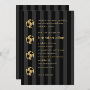 Bar Mitzvah Gold und Black Soccer Ball Einladung