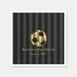 Bar Mitzvah Gold und Black Soccer Ball Serviette