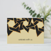 Bar Mitzvah Gold und Black Star von David RSVP Karte (Stehend Vorderseite)