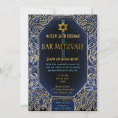 Bar Mitzvah Gold und Blau Einladung (Vorderseite)