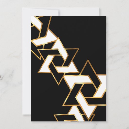 Bar Mitzvah Gold und Schwarz-weißer Star von David Einladung (Rückseite)