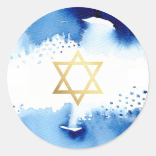 BAR MITZVAH Goldener Stern, dunkelblau Runder Aufkleber