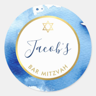 BAR MITZVAH Goldener Stern, dunkelblau Runder Aufkleber
