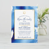 BAR MITZVAH Goldstar Blue Aquarell laden RYAN ein Einladung (Stehend Vorderseite)