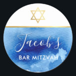 BAR MITZVAH Goldstar Runder Aufkleber<br><div class="desc">von kat massage >>> WWW.SIMPLYSWEETPAPERIE.COM <<<</div>