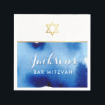 BAR MITZVAH Goldstar smart blue aqucolor Napkin Serviette<br><div class="desc">von kat massage >>> WWW.SIMPLYSWEETPAPERIE.COM <<<</div>