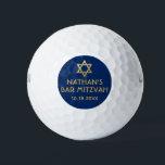 Bar Mitzvah Golf Ball favorisiert Blue Gold<br><div class="desc">Golf Ball Bar Mitzvah Save the Dates and Favors in modernen und minimalistischen Marineblau und Gold personalisiert mit Ihrem Namen und Party Datum und ein Star of David an der Spitze. Hintergrund- und Schriftart-Farben können so geändert werden,  dass sie Ihrem Event-Farbdesign entsprechen. Klicken Sie einfach auf "Weiter".</div>