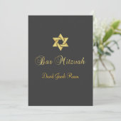 Bar Mitzvah/Grafit/Gold Einladung (Stehend Vorderseite)