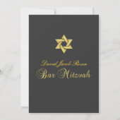 BAR MITZVAH GRAPHITE/GOLD/DIY FARBE EINLADUNG (Rückseite)