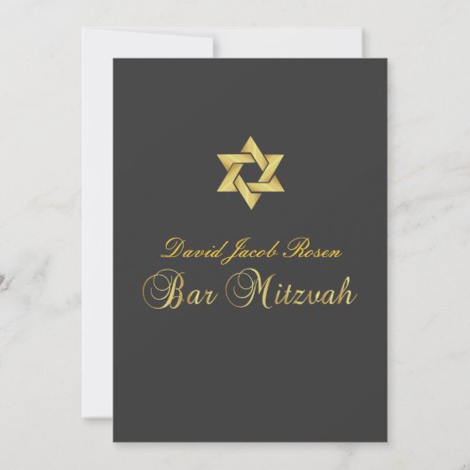BAR MITZVAH GRAPHITE/GOLD/DIY FARBE EINLADUNG (Rückseite)