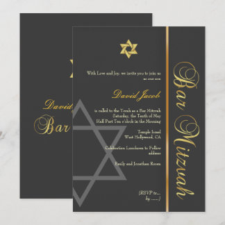 BAR MITZVAH GRAPHITE/GOLD/DIY FARBE EINLADUNG