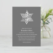 Bar Mitzvah Gray Tones Star von David Einladung (Stehend Vorderseite)
