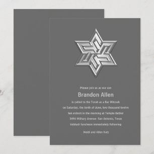 Bar Mitzvah Gray Tones Star von David Einladung
