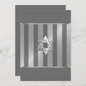 Bar Mitzvah Gray und Silver Stripe Star von David Einladung (Vorne/Hinten)