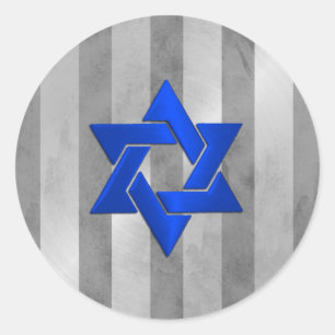 Bar Mitzvah Gray und Silver Stripe Star von David Runder Aufkleber