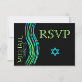 Bar Mitzvah Green Gebet Shawl UAWG RSVP Karte (Vorderseite)