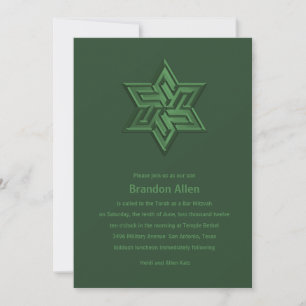Bar Mitzvah Green Tones Star von David Einladung