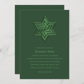 Bar Mitzvah Green Tones Star von David Einladung (Vorne/Hinten)