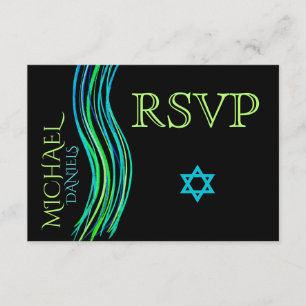 Bar Mitzvah grünes Gebets-Schal UAWG RSVP Karte