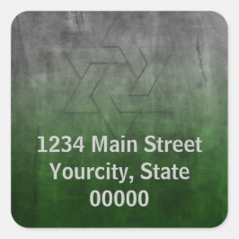 Bar Mitzvah Grunge Green Rücksendeadresse Siegel Quadratischer Aufkleber