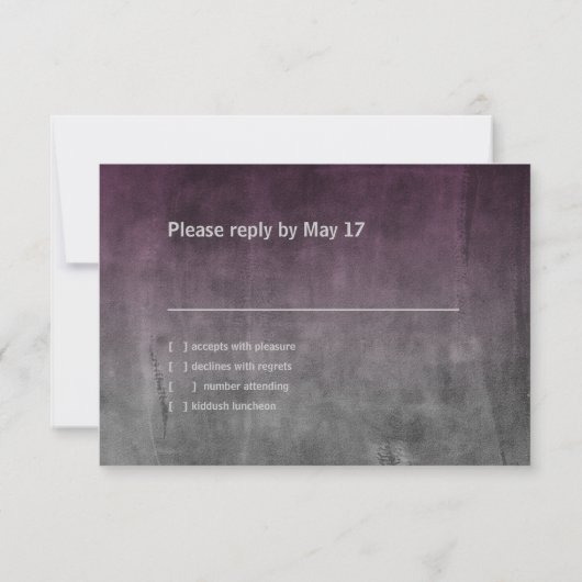 Bar Mitzvah Grunge Plum RSVP Card (Rückseite)