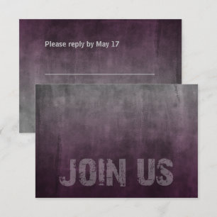 Bar Mitzvah Grunge Plum RSVP Card Karte