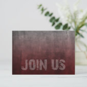 Bar Mitzvah Grunge Red RSVP Card (Stehend Vorderseite)