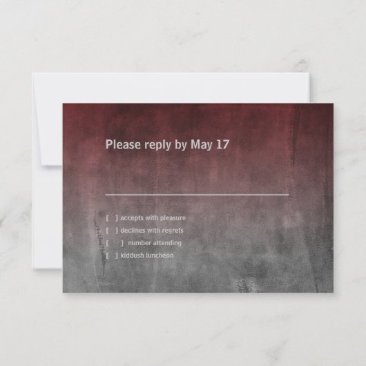 Bar Mitzvah Grunge Red RSVP Card (Rückseite)
