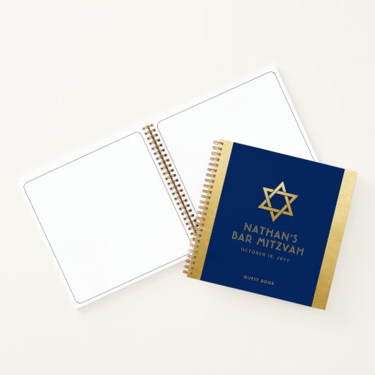 Bar Mitzvah Guest Signature Book Blue und Gold Notizblock (Innenseite)